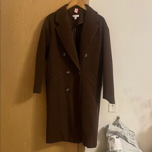 Zara Dark Brown Double-Breasted Trench Coat